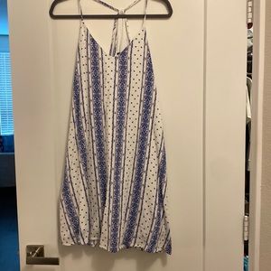 white, blue, orange sundress